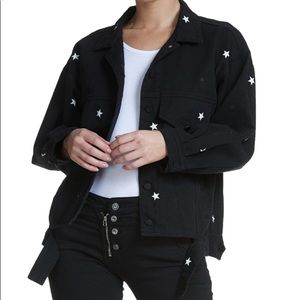 Elan Star Denim Jacket in Black/White